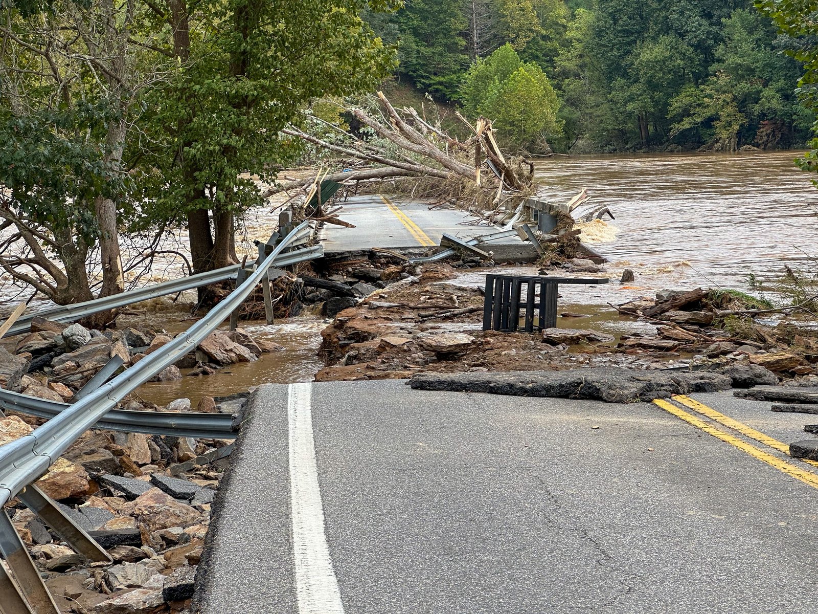 Low Water Bridge in Fries, VA destroyed by Hurricane Helene