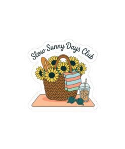 Slow Sunny Days Club Kiss-Cut Sticker | summer aesthetic, pastel coastal vibes