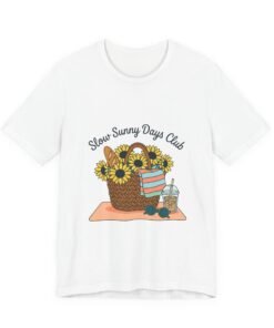 Slow Sunny Days Club Tee | summer aesthetic, coastal vibes, hand-drawn pastel